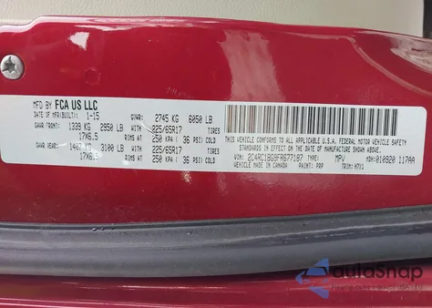 2015 Chrysler Town & Country Touring z USA, uszkodzony, nr VIN 2C4RC1BG9FR677187